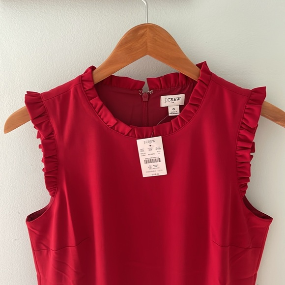NWT J. Crew Red Ruffle Neck Suit Dress size 6 - Picture 2 of 6